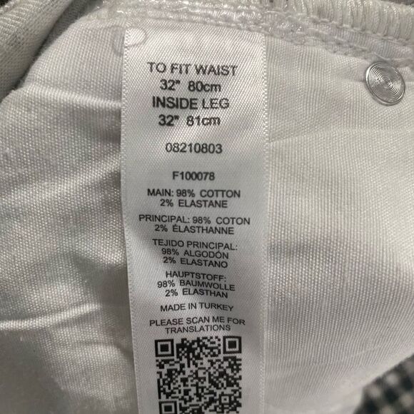 ASOS Denim Women’s Black White Gingham Crossover Front Pants 32/32 - Picture 7 of 7